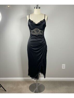 Satin Corset Cocktail Dress with Built-In Shapewear and Lace Trim